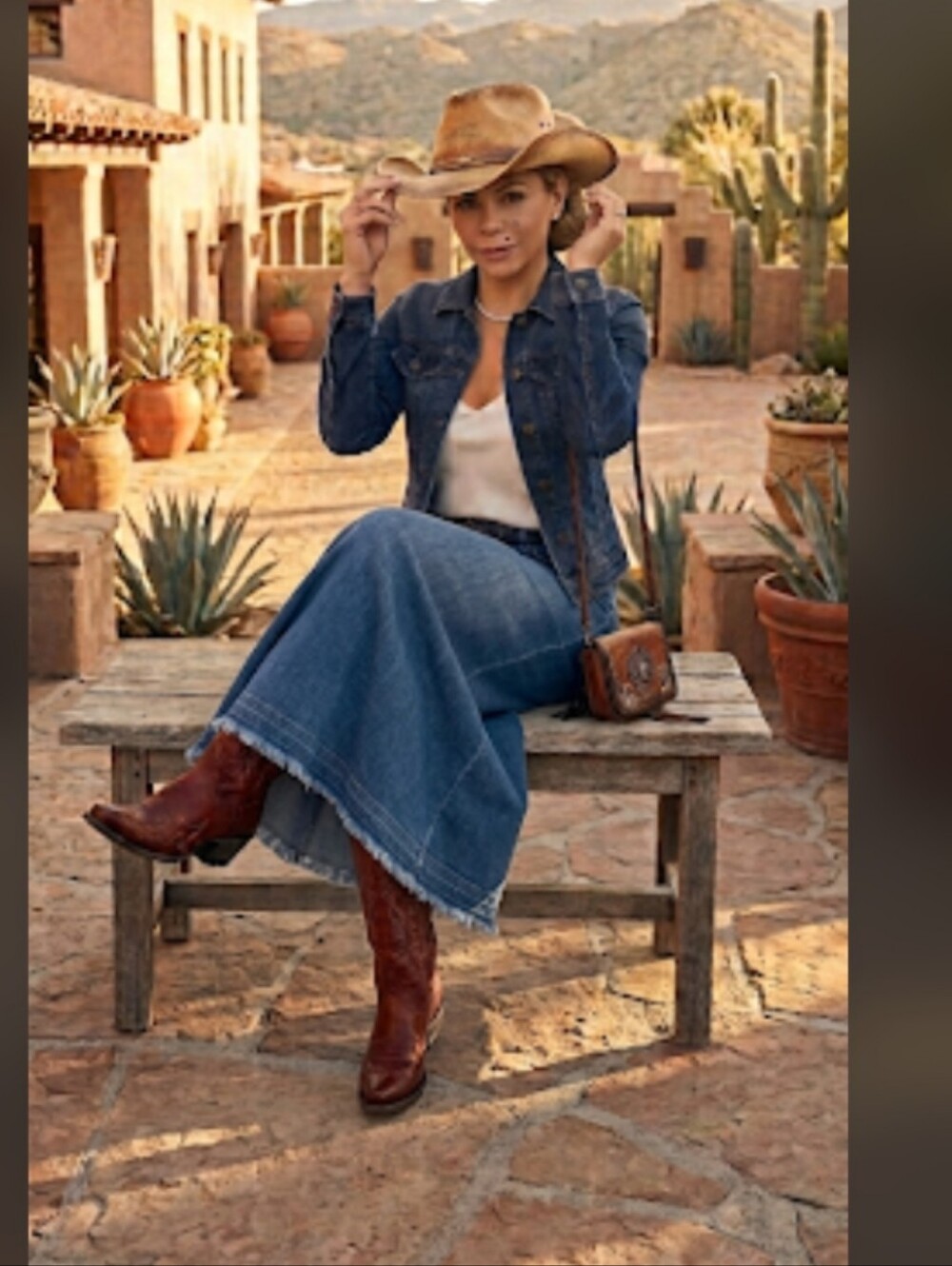 Old Gringo Tan Leather Cowboy Boots with Cream Stitching